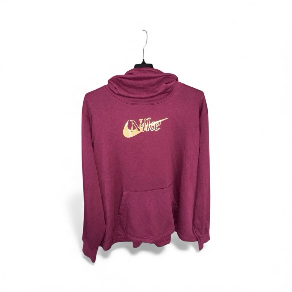 Nike Hoodie Mens 3XL Plus Size Maroon with Gold Logo Print